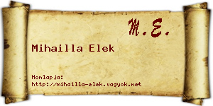 Mihailla Elek névjegykártya